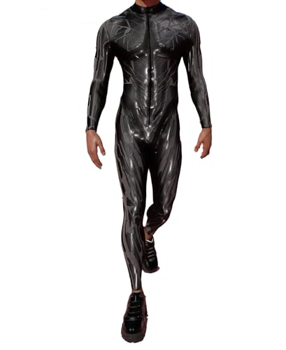 Koongso Robotisches Skelett-Kostüm für Herren, Uni-Overall für Erwachsene, 3D, Grau, Kampfpanzer, Skinny für Cosplay, Zentai von Koongso