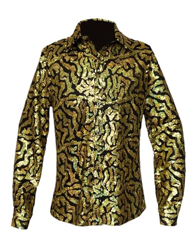Koongso Joe-Exotisches Kostüm für Erwachsene, Tigerhalter, glitzernde Pailletten, Button-Up-Shirt, Halloween, Party, Karneval, Nachtclub, Glitzer-Outfit, Vintage, lässiges Oberteil Koongso Joe-Exotisches Kostüm für Erwachsene, Tigerhalter, glitzernde Pailletten, Button-Up-Shirt, Halloween, Party, Karneval, Nachtclub, Glitzer-Outfit, Vintage, lässiges Oberteil von Koongso