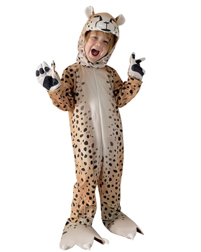 Koongso Kinder Benjamin Gepardenkostüm, Tier-Leopard, Halloween, Cosplay, Overall mit Kopfbedeckung, Jungen, Offizier, Panther-Kostüm, Einteiler, Party Koongso Kinder Benjamin Gepardenkostüm, Tier-Leopard, Halloween, Cosplay, Overall mit Kopfbedeckung, Jungen, Offizier, Panther-Kostüm, Einteiler, Party von Koongso