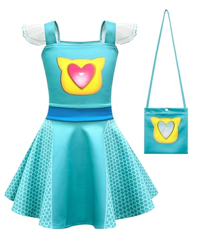 Koongso Kinder-Kostüm mit Cartoon-Superkatzenmotiv, niedliches Kätzchen-Kostüm, Ginny Sparks, Fliegenärmel, Kleid und Tasche, Halloween, Geburtstag, Rollenspiel, Party, Outfits, lässiges Verkleiden Koongso Kinder-Kostüm mit Cartoon-Superkatzenmotiv, niedliches Kätzchen-Kostüm, Ginny Sparks, Fliegenärmel, Kleid und Tasche, Halloween, Geburtstag, Rollenspiel, Party, Outfits, lässiges Verkleiden von Koongso