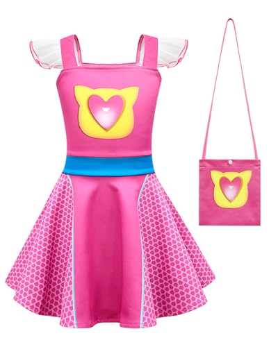 Koongso Kinder-Kostüm mit Cartoon-Superkatzenmotiv, niedliches Kätzchen-Kostüm, Ginny Sparks, Fliegenärmel, Kleid und Tasche, Halloween, Geburtstag, Rollenspiel, Party, Outfits, lässiges Verkleiden Koongso Kinder-Kostüm mit Cartoon-Superkatzenmotiv, niedliches Kätzchen-Kostüm, Ginny Sparks, Fliegenärmel, Kleid und Tasche, Halloween, Geburtstag, Rollenspiel, Party, Outfits, lässiges Verkleiden von Koongso