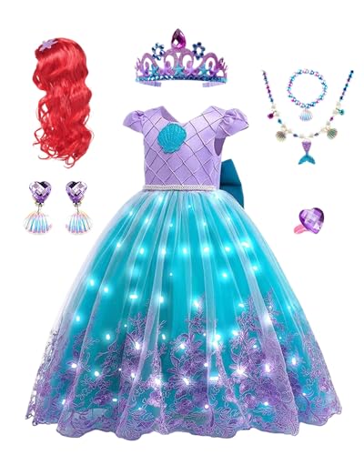 Koongso Leuchtendes Prinzessinnen-Kostüm für Mädchen, kleine Meerjungfrau, Prinzessin, verkleiden sich mit Zubehör für Geburtstagsparty, Weihnachten, Halloween, 3–9 Jahre Koongso Leuchtendes Prinzessinnen-Kostüm für Mädchen, kleine Meerjungfrau, Prinzessin, verkleiden sich mit Zubehör für Geburtstagsparty, Weihnachten, Halloween, 3–9 Jahre von Koongso