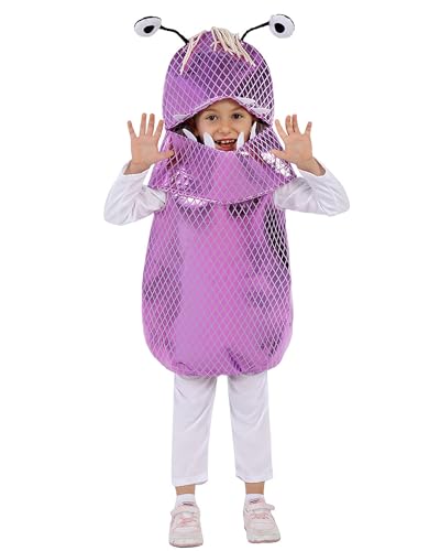 Koongso Mädchen Boo Monster Kostüm, Kinder Monster Power Inc Lila Monster Outfit und Kopfbedeckung Set Halloween Motto Party Dress Up Neuheit Bühne Kleidung Set von Koongso