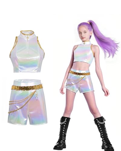 Koongso Mädchen K-Pop Dämonenjagd Bühnenkostüm, Anime Hunter Idol Rumi Metallic Glänzend Performance Outfits für Halloween Dress Up Party Koongso Mädchen K-Pop Dämonenjagd Bühnenkostüm, Anime Hunter Idol Rumi Metallic Glänzend Performance Outfits für Halloween Dress Up Party von Koongso