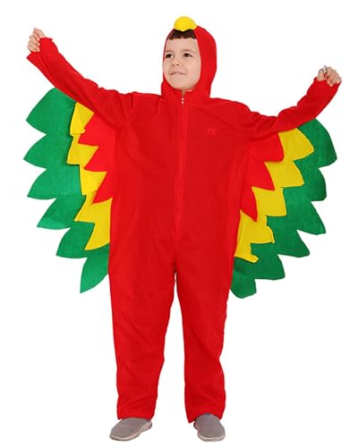 Koongso Papageienkostüm für Kinder, Piratenkostüm, Scharlachrot, Ara, mit Kapuze, Einteiler, Einteiler, Nachtwäsche, Homewear für Jungen und Mädchen Koongso Papageienkostüm für Kinder, Piratenkostüm, Scharlachrot, Ara, mit Kapuze, Einteiler, Einteiler, Nachtwäsche, Homewear für Jungen und Mädchen von Koongso