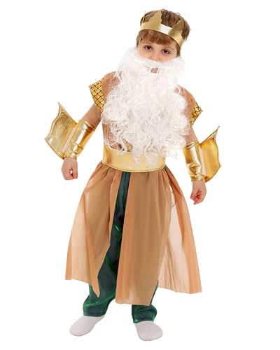 Koongso Poseidon-Kostüm für Kinder, Jungen, griechische Mythologie, Meeresgott-Fischschuppen-Druck, Kostüm mit Krone, Zubehör, Kinder, Halloween, Party, Verkleidung, Rollenspiel-Requisiten Koongso Poseidon-Kostüm für Kinder, Jungen, griechische Mythologie, Meeresgott-Fischschuppen-Druck, Kostüm mit Krone, Zubehör, Kinder, Halloween, Party, Verkleidung, Rollenspiel-Requisiten von Koongso