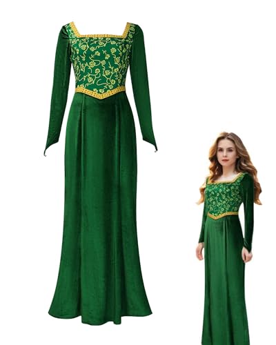 Koongso Prinzessin Fiona Kostüm, Frauen Fiona Prinzessin Dress Up Grün Blumendruck Samt Kleid Erwachsene Hohe Taille A-Linie Maxikleid für Halloween Karneval Tanzparty Koongso Prinzessin Fiona Kostüm, Frauen Fiona Prinzessin Dress Up Grün Blumendruck Samt Kleid Erwachsene Hohe Taille A-Linie Maxikleid für Halloween Karneval Tanzparty von Koongso