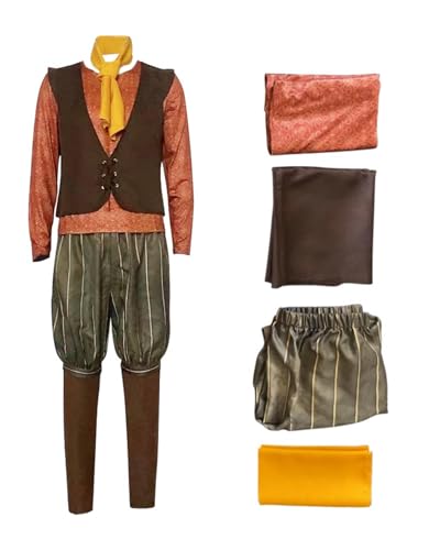 Koongso Rumpelstilz-Kostüm für Kinder, Jungen, Zwergkönig, Retro-Shirt, Weste, Hose, Schal, für immer nach Bösewichten, Elfe, komplettes Set, Halloween, Party, Schule, Bühnen-Outfits Koongso Rumpelstilz-Kostüm für Kinder, Jungen, Zwergkönig, Retro-Shirt, Weste, Hose, Schal, für immer nach Bösewichten, Elfe, komplettes Set, Halloween, Party, Schule, Bühnen-Outfits von Koongso