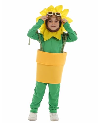 Koongso Sonnenblumenkostüm für Kinder, Jungen und Mädchen, lustiges Sonnenblumen-Blumentopf-Outfit mit Kopfbedeckung für Schule, Bühne, Aufführung, Garten, Topf, Pflanzen-Themenparty Koongso Sonnenblumenkostüm für Kinder, Jungen und Mädchen, lustiges Sonnenblumen-Blumentopf-Outfit mit Kopfbedeckung für Schule, Bühne, Aufführung, Garten, Topf, Pflanzen-Themenparty von Koongso