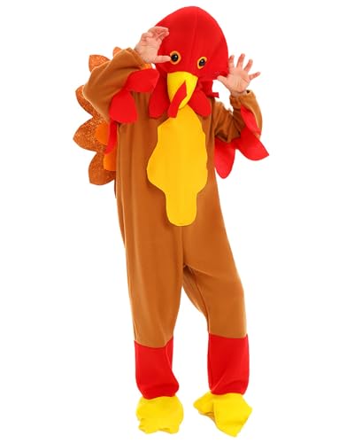 Koongso Türkei-Kostüm für Kinder, Einteiler, Erntedankfest, Truthahn-Overall mit Kopfbedeckung, Tier-Neuheit, Verkleiden für Weihnachten, Rollenspiele, Party, Schule, Bühne Koongso Türkei-Kostüm für Kinder, Einteiler, Erntedankfest, Truthahn-Overall mit Kopfbedeckung, Tier-Neuheit, Verkleiden für Weihnachten, Rollenspiele, Party, Schule, Bühne von Koongso