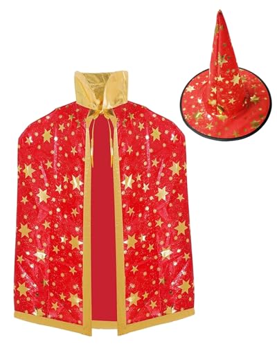 Koongso Unisex Erwachsene Zauberer Zauberer Sterndruck Robe Umhang mit Hut für Männer Frauen Karneval Halloween Hexe Rollenspiel Outfits, 130 cm Koongso Unisex Erwachsene Zauberer Zauberer Sterndruck Robe Umhang mit Hut für Männer Frauen Karneval Halloween Hexe Rollenspiel Outfits, 130 cm von Koongso