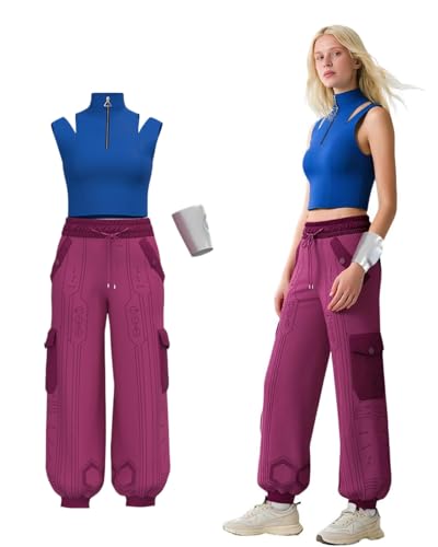Koongso Zombies-Kostüm für Erwachsene, Damen, Mädchen, Filmfigur, Addison, Blau, ärmelloses Oberteil, Hose und Armband, 3-teilig, Schuluniform, Halloween-Outfits Koongso Zombies-Kostüm für Erwachsene, Damen, Mädchen, Filmfigur, Addison, Blau, ärmelloses Oberteil, Hose und Armband, 3-teilig, Schuluniform, Halloween-Outfits von Koongso