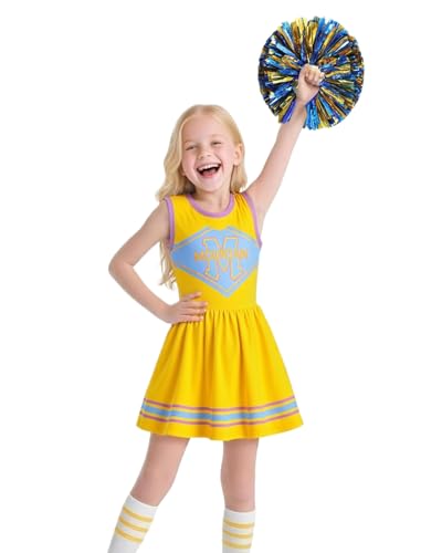 Koongso Zombies Mädchen Addison Cheerleader Kostüm, Kinder Cheerleading Uniform Outfit mit Pompons Halloween Film Charakter Addison Party Verkleidung von Koongso