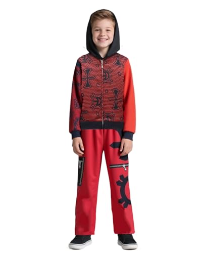 Koongso Zombies Victor Kostüm für Kinder, Halloween-Outfits, Jungen-Vampir-Viktor-Trainingsanzug, langärmelig, Reißverschluss, Kapuzenjacke und Hose, Gothic, Punk, Rock und Roll-Anzug von Koongso