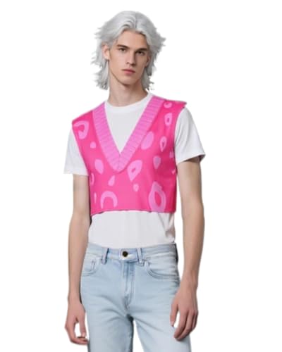 Kpop Dämon Saja Jungen Cosplay Kostüm, Baby Saja Rapper Dämon Halloween Outfits Rosa Gestreiftes Idol Pullover Shirt für Herren von Koongso