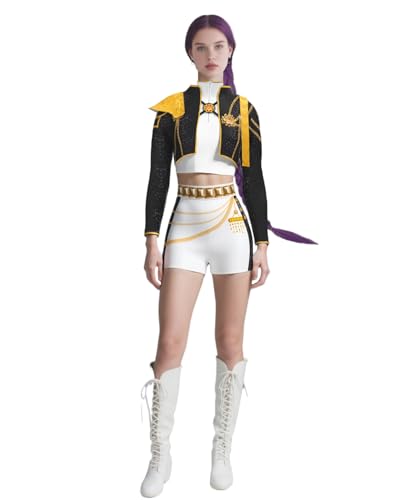 Kpop Dämonenjagd-Kostüm für Damen, Jäger Idol Rumi Cosplay Outfits Kpop Star Rumi Black Stage Kostüm Performance Outfits Halloween Party Dress Up Kpop Dämonenjagd-Kostüm für Damen, Jäger Idol Rumi Cosplay Outfits Kpop Star Rumi Black Stage Kostüm Performance Outfits Halloween Party Dress Up von Koongso