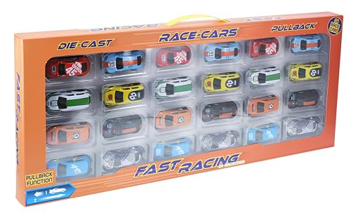 Koopman Set mit 24 Autos - 75 mm Diekast, Rückwärtsgang, 8 Verschiedene Modelle, 35 x 75 x 25 mm, Box Farbe mit Fenster, S34938470, Mehrfarbig Koopman Set mit 24 Autos - 75 mm Diekast, Rückwärtsgang, 8 Verschiedene Modelle, 35 x 75 x 25 mm, Box Farbe mit Fenster, S34938470, Mehrfarbig von Koopman International