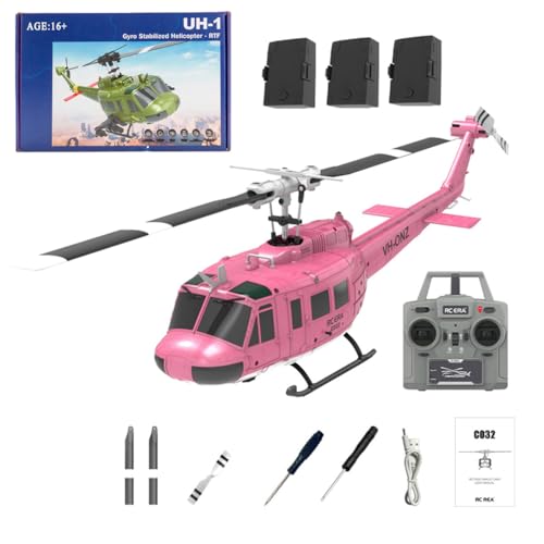 Kopeetechy C032 UH-1 Huey Ferngesteuerter Hubschrauber, 1/48 Scale Flybarless RC Helikopter mit Optical Flow Positioning mit Höhenhaltung & Optical Flow Geschenk für Militärische Enthusiasten von Kopeetechy