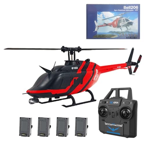 Kopeetechy C138 Bell 206 RC Helikopter mit 6-Achsen Gyro, 2,4G Fernsteuerungs Flugzeug 6 Kanal 1/33 RC Hubschrauber mit Höhenhaltung & Optischer Flusspositionierung von Kopeetechy