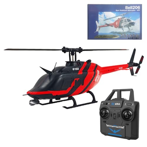 Kopeetechy C138 Bell 206 RC Helikopter mit 6-Achsen Gyro, 2,4G Fernsteuerungs Flugzeug 6 Kanal 1/33 RC Hubschrauber mit Höhenhaltung & Optischer Flusspositionierung von Kopeetechy