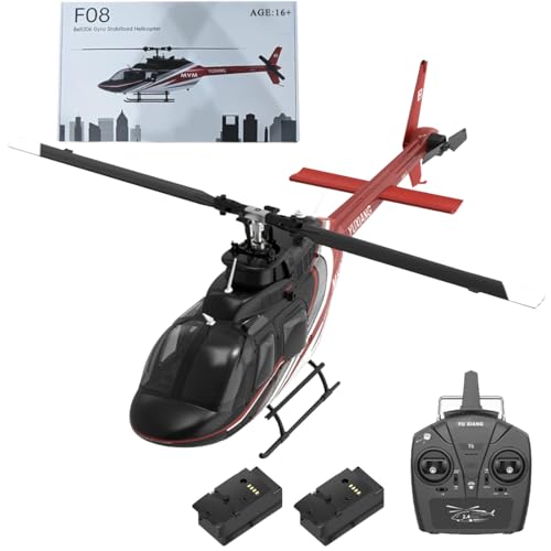 Kopeetechy F08 Bell 206 RC Hubschrauber für Erwachsene, 1/27 2,4 G 6H 6 G/3D Bürstenloser Flybarless RTF Ferngesteuerter Militär Helikopter mit Optischer Flusspositionierung von Kopeetechy