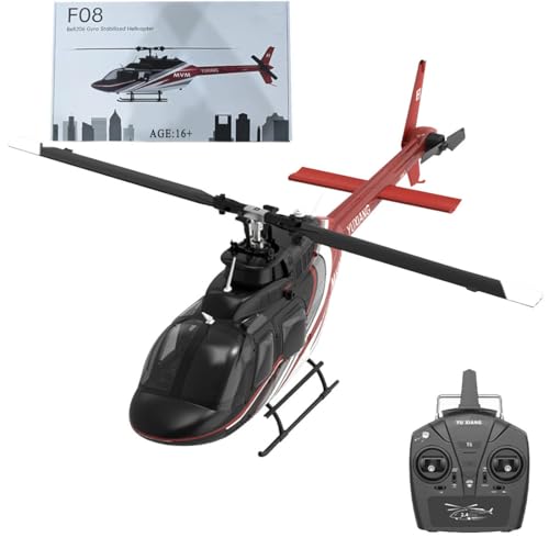 Kopeetechy F08 Bell 206 RC Hubschrauber für Erwachsene, 1/27 2,4 G 6H 6 G/3D Bürstenloser Flybarless RTF Ferngesteuerter Militär Helikopter mit Optischer Flusspositionierung von Kopeetechy