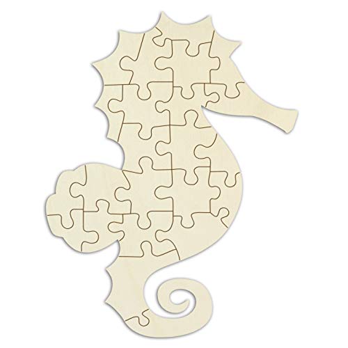 Holzpuzzle „Seepferdchen“ zum bemalen und verzieren - 23 Teile, ca. 28,5 x 22 cm - leeres Blanko-Puzzle aus unbehandeltem Holz von Kopierladen Karnath GmbH