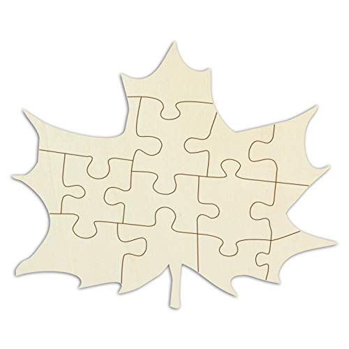 Holzpuzzle Ahornblatt selbst gestalten und verzieren - 14 Teile, ca. 35 x 29 cm - leeres Blanko-Puzzle „Ahornblatt“ aus Holz inkl. Puzzlevorlage von Kopierladen Karnath GmbH