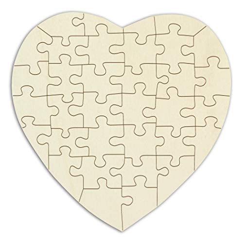 Holzpuzzle Herz zum bemalen und selbst gestalten - 34 Teile, ca. 20 x 20 cm - Leeres Puzzle aus Schichtholz in Herzform, inkl. Puzzlevorlage von Kopierladen Karnath GmbH
