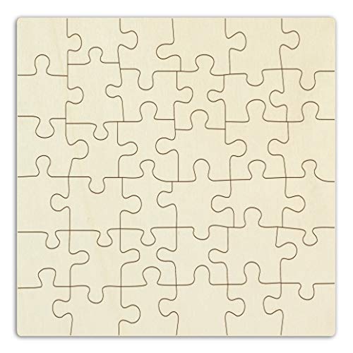 Holzpuzzle selbt gestalten und bemalen - 36 Teile, ca. 52 x 52 cm - Großes Puzzle aus Holz, Blanko-Puzzle im Jutebeutel, inkl. Puzzlevorlage von Kopierladen Karnath GmbH