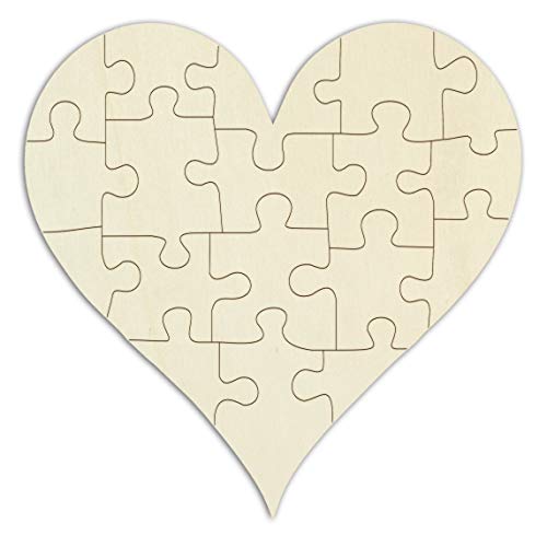Holzpuzzle Spitzes Herz zum bemalen und selbst gestalten - 18 Teile, ca. 21 x 20 cm - leeres Puzzle aus Schichtholz in Herzform von Kopierladen Karnath GmbH