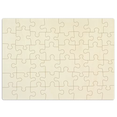 Holzpuzzle blanko mit 48 Teilen, ca. 40 x 29 cm - Zum selbst gestalten und bemalen - Leeres Puzzle aus Schichtholz, inkl. Puzzlevorlage von Kopierladen Karnath GmbH