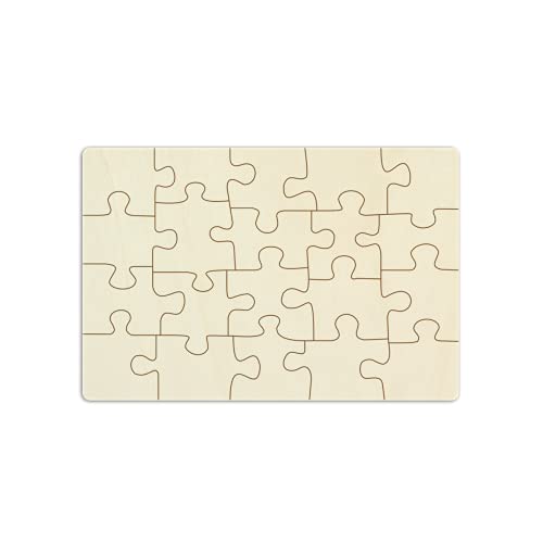 Holzpuzzle selbt gestalten und bemalen - 20 Teile, ca. 29 x 19,5 cm - leeres Puzzle aus unbehandeltem Schichtholz, Blanko-Puzzle, inkl. Puzzlevorlage von Kopierladen Karnath GmbH