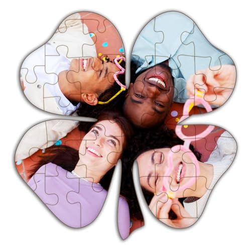 Personalisiertes Fotopuzzle aus Holz als Kleeblatt - 34 Teile, 28 x 28 cm - mit eigenen Fotos und Texten selbst gestalten - optional mit Geschenkbox Personalisiertes Fotopuzzle aus Holz als Kleeblatt - 34 Teile, 28 x 28 cm - mit eigenen Fotos und Texten selbst gestalten - optional mit Geschenkbox von Kopierladen Karnath GmbH
