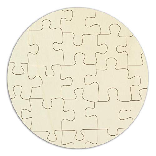 Rundes Blanko-Holzpuzzle - 21 Teile, Ø 48 cm - leeres Puzzle aus Holz zum selbst gestalten und bemalen - im Jutebeutel, inkl. Puzzlevorlage von Kopierladen Karnath GmbH