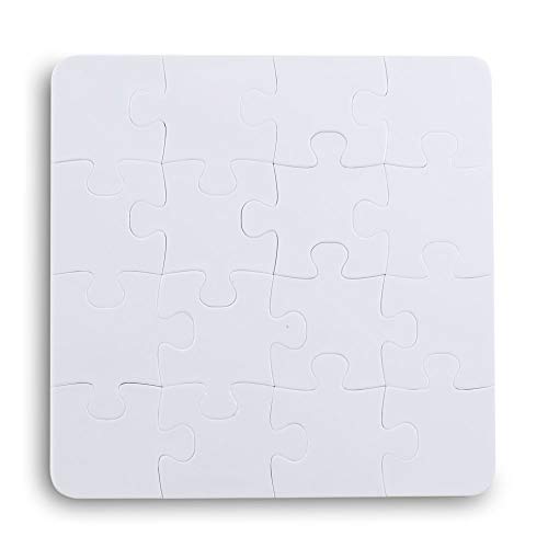 Weißes Blanko-Puzzle aus Kunststoff zum selbst gestalten, bemalen und verzieren - 16 Teile (ca. 12,5 x 12,5 cm) - Leeres Kunststoffpuzzle von Kopierladen Karnath GmbH