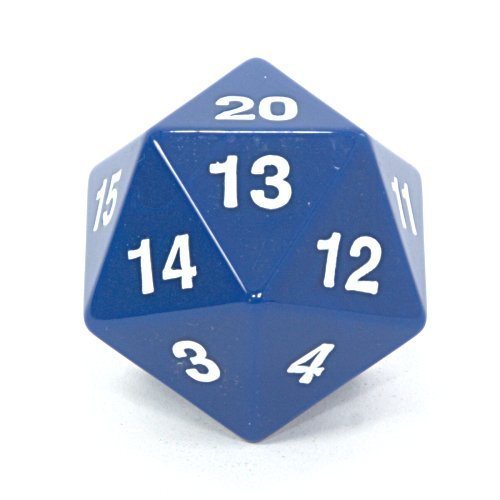 Koplow 55 mm Jumbo D20 undurchsichtiger Countdown-Würfel, blau mit weiß von Koplow Games [Spielzeug] von Koplow Games