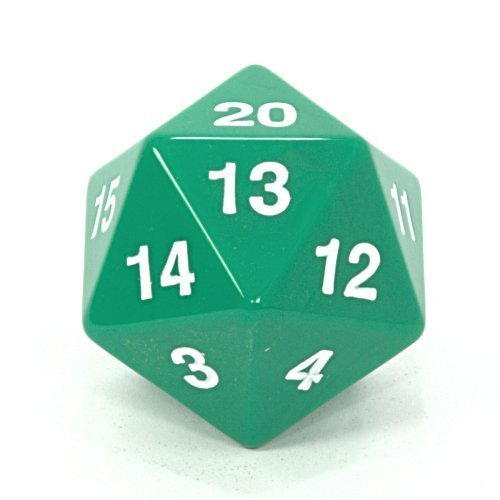 Koplow 55 mm Jumbo d20 undurchsichtige Countdown-Würfel, grün mit weiß von Koplow Games. Koplow 55 mm Jumbo d20 undurchsichtige Countdown-Würfel, grün mit weiß von Koplow Games. von Koplow Games