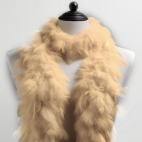 Federboa Feder-Schal, ca. 180 cm Länge Hergestellt aus echten gefärbten Federn - Perfektes Kostüm-Accessoire, Charleston, 20er Jahre, Flapper, Karneval, Mottoparty, Basteln, Deko (Creme) von Kopper-24