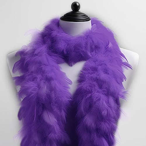 Kopper-24 Federboa, Lila Dunkel, 180 cm, Feder, Unisex, Erwachsene, Modebewusste, Karneval, Mottoparty, Charleston, Flapper, Deko von Kopper-24