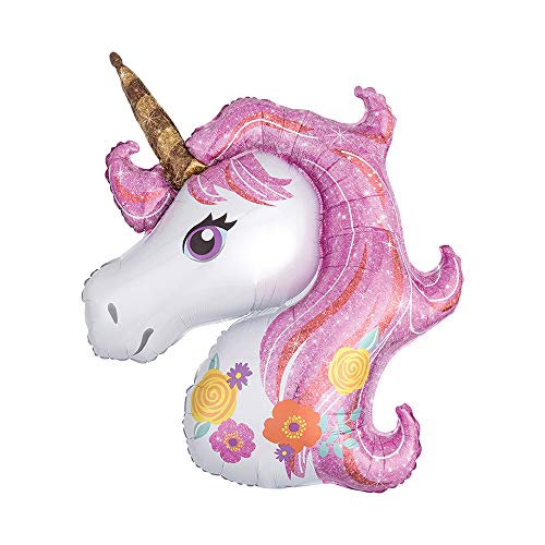 Folienballon Einhorn rosa 100 cm - Deko Luftballon Geburstage Unicorn Party Mädchen Kindergeburtstag Set Kinder Helium Ballon XXL Kindergeburtstag Junge Helium Rosa Pink Einhornluftballon Luftballons von Kopper-24