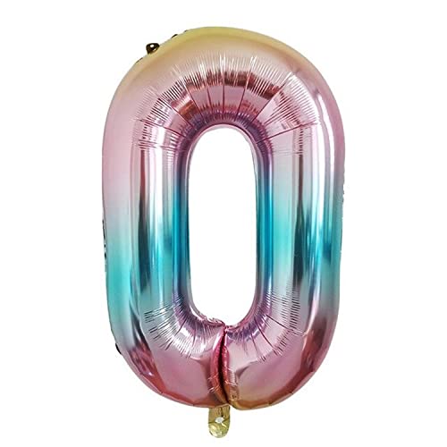 Folienballon Zahl 0, ca. 100 cm, regenbogenfarben - Helium geeignet - Luftballon XXL Nummer Riesen Ballon Zahlenballon Mädchen Junge Deko Riesenzahl Party Hochzeit Kindergeburtstag zum Geburtstag von Kopper-24