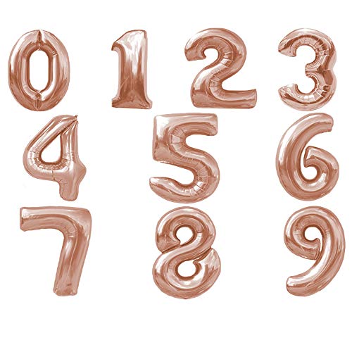 Folienballon Zahl 0 in Rose Gold - XL Riesenzahl 80 cm - Ballon im Zahlen-Design für Geburtstag Jubiläum Party Geschenk Dekoration Luftballon Happy Birthday rosegold rosé Nummer Zahlenballon von Kopper-24