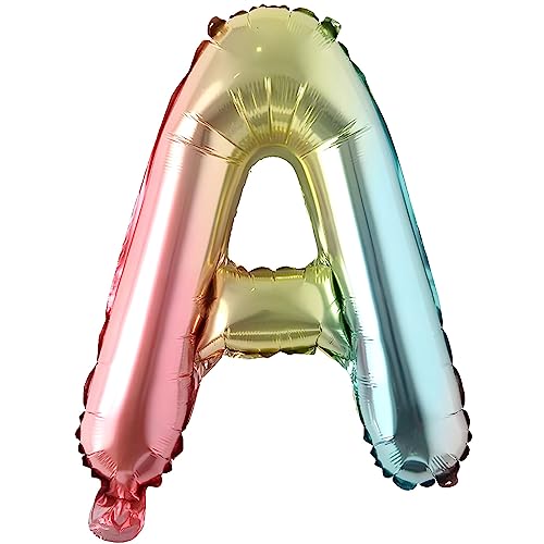 Folienballons Buchstaben Bunt Regenbogenfarben - 40 cm für Geburtstag Hochzeit Party Dekoration Happy Birthday JGA Geschenk Luftballon Abschluss ABI groß XXL klein Mädchen Jungen (40 cm - A) von Kopper-24