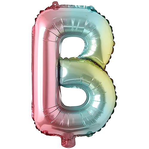 Folienballons Buchstaben Bunt Regenbogenfarben - 40 cm für Geburtstag Hochzeit Party Dekoration Happy Birthday JGA Geschenk Luftballon Abschluss ABI groß XXL klein Mädchen Jungen (40 cm - B) von Kopper-24