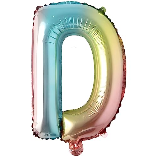 Folienballons Buchstaben Bunt Regenbogenfarben - 40 cm für Geburtstag Hochzeit Party Dekoration Happy Birthday JGA Geschenk Luftballon Abschluss ABI groß XXL klein Mädchen Jungen (40 cm - D) von Kopper-24