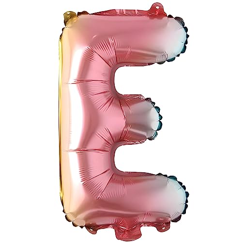 Folienballons Buchstaben Bunt Regenbogenfarben - 40 cm für Geburtstag Hochzeit Party Dekoration Happy Birthday JGA Geschenk Luftballon Abschluss ABI groß XXL klein Mädchen Jungen (40 cm - E) von Kopper-24