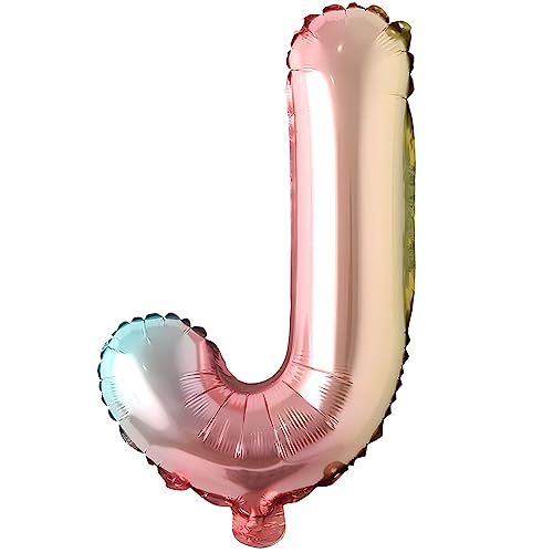 Folienballons Buchstaben Bunt Regenbogenfarben - 40 cm für Geburtstag Hochzeit Party Dekoration Happy Birthday JGA Geschenk Luftballon Abschluss ABI groß XXL klein Mädchen Jungen (40 cm - J) von Kopper-24
