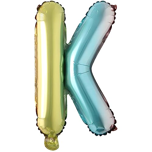 Folienballons Buchstaben Bunt Regenbogenfarben - 40 cm für Geburtstag Hochzeit Party Dekoration Happy Birthday JGA Geschenk Luftballon Abschluss ABI groß XXL klein Mädchen Jungen (40 cm - K) von Kopper-24