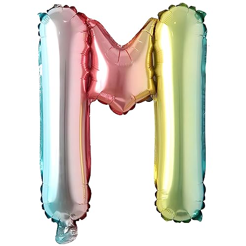 Folienballons Buchstaben Bunt Regenbogenfarben - 40 cm für Geburtstag Hochzeit Party Dekoration Happy Birthday JGA Geschenk Luftballon Abschluss ABI groß XXL klein Mädchen Jungen (40 cm - M) von Kopper-24